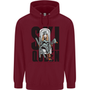 Ski Queen Funny Skiing Childrens Kids Hoodie Maroon