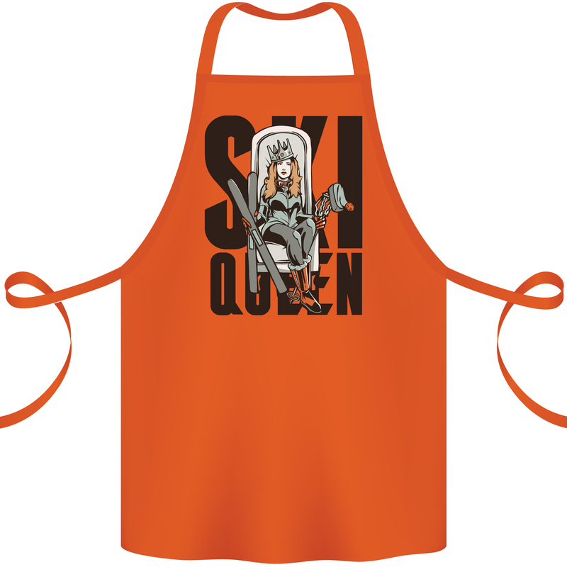 Ski Queen Funny Skiing Cotton Apron 100% Organic Orange
