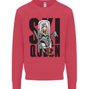 Ski Queen Funny Skiing Kids Sweatshirt Jumper Heliconia