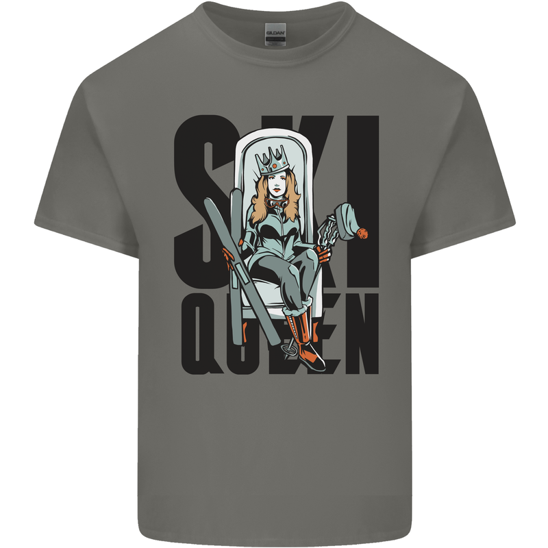 Ski Queen Funny Skiing Kids T-Shirt Childrens Charcoal