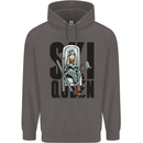 Ski Queen Funny Skiing Mens 80% Cotton Hoodie Charcoal