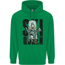 Ski Queen Funny Skiing Mens 80% Cotton Hoodie Irish Green