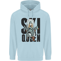 Ski Queen Funny Skiing Mens 80% Cotton Hoodie Light Blue