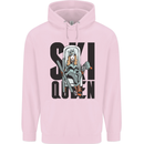 Ski Queen Funny Skiing Mens 80% Cotton Hoodie Light Pink