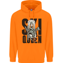 Ski Queen Funny Skiing Mens 80% Cotton Hoodie Orange
