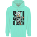 Ski Queen Funny Skiing Mens 80% Cotton Hoodie Peppermint