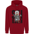 Ski Queen Funny Skiing Mens 80% Cotton Hoodie Red