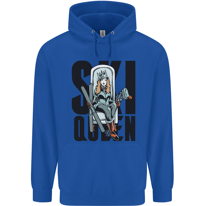 Ski Queen Funny Skiing Mens 80% Cotton Hoodie Royal Blue