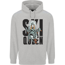 Ski Queen Funny Skiing Mens 80% Cotton Hoodie Sports Grey