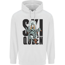 Ski Queen Funny Skiing Mens 80% Cotton Hoodie White
