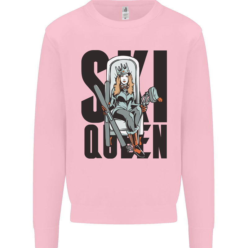 Ski Queen Funny Skiing Mens Sweatshirt Jumper Light Pink