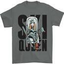 Ski Queen Funny Skiing Mens T-Shirt 100% Cotton Charcoal