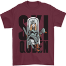 Ski Queen Funny Skiing Mens T-Shirt 100% Cotton Maroon