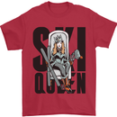 Ski Queen Funny Skiing Mens T-Shirt 100% Cotton Red