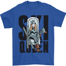 Ski Queen Funny Skiing Mens T-Shirt 100% Cotton Royal Blue