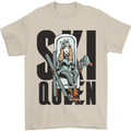 Ski Queen Funny Skiing Mens T-Shirt 100% Cotton Sand