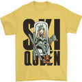 Ski Queen Funny Skiing Mens T-Shirt 100% Cotton Yellow