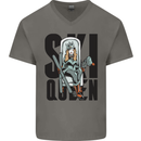 Ski Queen Funny Skiing Mens V-Neck Cotton T-Shirt Charcoal
