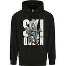 Ski Queen Funny Skiing Winter Sports Childrens Kids Hoodie Black