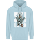 Ski Queen Funny Skiing Winter Sports Childrens Kids Hoodie Light Blue