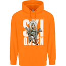 Ski Queen Funny Skiing Winter Sports Childrens Kids Hoodie Orange