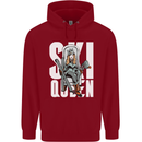 Ski Queen Funny Skiing Winter Sports Childrens Kids Hoodie Red