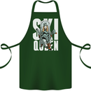 Ski Queen Funny Skiing Winter Sports Cotton Apron 100% Organic Forest Green