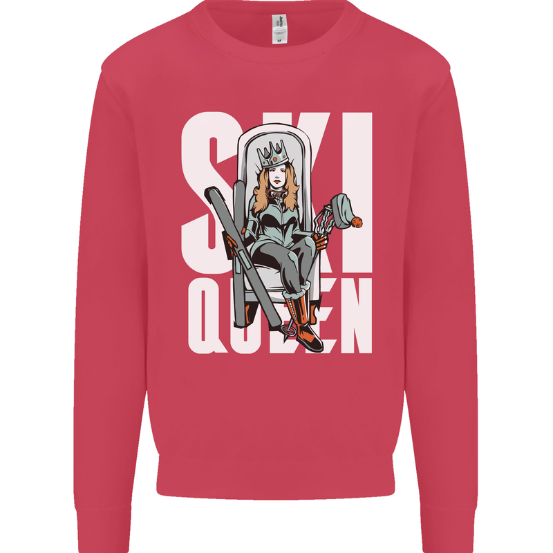 Ski Queen Funny Skiing Winter Sports Kids Sweatshirt Jumper Heliconia