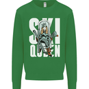 Ski Queen Funny Skiing Winter Sports Kids Sweatshirt Jumper Irish Green