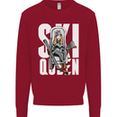 Ski Queen Funny Skiing Winter Sports Kids Sweatshirt Jumper Red