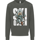 Ski Queen Funny Skiing Winter Sports Kids Sweatshirt Jumper Storm Grey