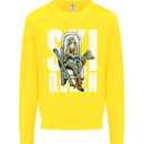 Ski Queen Funny Skiing Winter Sports Kids Sweatshirt Jumper Yellow