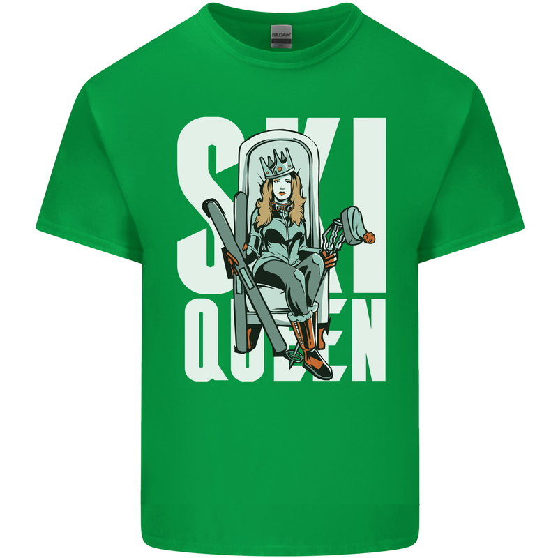 Ski Queen Funny Skiing Winter Sports Kids T-Shirt Childrens Irish Green