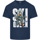 Ski Queen Funny Skiing Winter Sports Kids T-Shirt Childrens Navy Blue