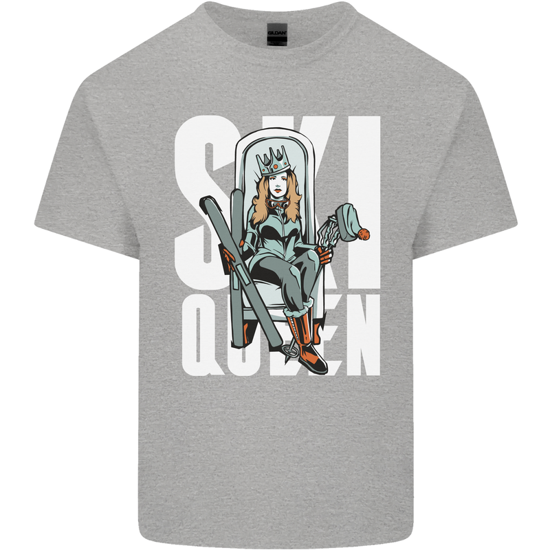 Ski Queen Funny Skiing Winter Sports Kids T-Shirt Childrens Sports Grey