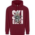 Ski Queen Funny Skiing Winter Sports Mens 80% Cotton Hoodie Maroon