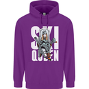 Ski Queen Funny Skiing Winter Sports Mens 80% Cotton Hoodie Purple