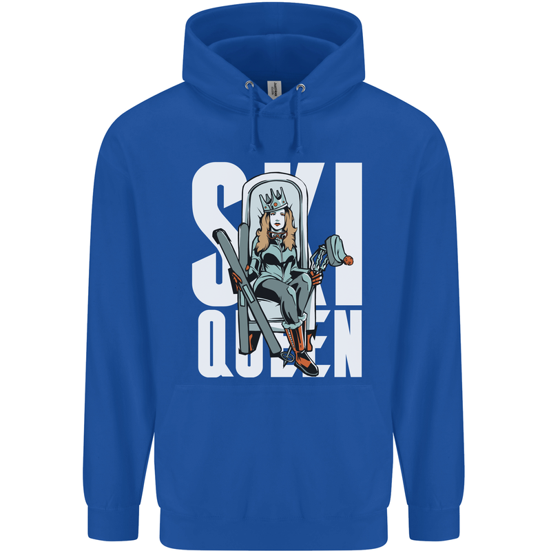 Ski Queen Funny Skiing Winter Sports Mens 80% Cotton Hoodie Royal Blue