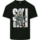 Ski Queen Funny Skiing Winter Sports Mens Cotton T-Shirt Tee Top Black