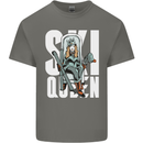 Ski Queen Funny Skiing Winter Sports Mens Cotton T-Shirt Tee Top Charcoal