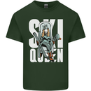 Ski Queen Funny Skiing Winter Sports Mens Cotton T-Shirt Tee Top Forest Green