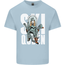 Ski Queen Funny Skiing Winter Sports Mens Cotton T-Shirt Tee Top Light Blue