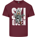 Ski Queen Funny Skiing Winter Sports Mens Cotton T-Shirt Tee Top Maroon