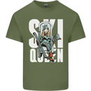 Ski Queen Funny Skiing Winter Sports Mens Cotton T-Shirt Tee Top Military Green