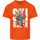 Ski Queen Funny Skiing Winter Sports Mens Cotton T-Shirt Tee Top Orange