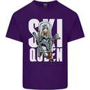 Ski Queen Funny Skiing Winter Sports Mens Cotton T-Shirt Tee Top Purple