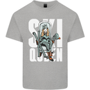 Ski Queen Funny Skiing Winter Sports Mens Cotton T-Shirt Tee Top Sports Grey