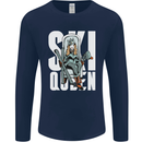 Ski Queen Funny Skiing Winter Sports Mens Long Sleeve T-Shirt Navy Blue