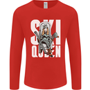 Ski Queen Funny Skiing Winter Sports Mens Long Sleeve T-Shirt Red