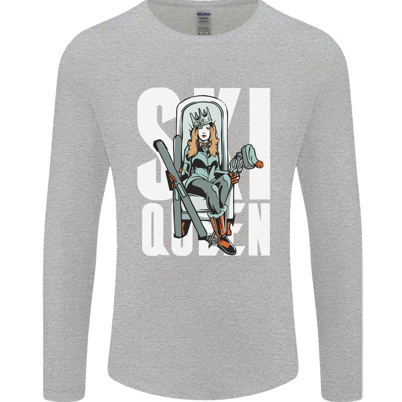 Ski Queen Funny Skiing Winter Sports Mens Long Sleeve T-Shirt Sports Grey